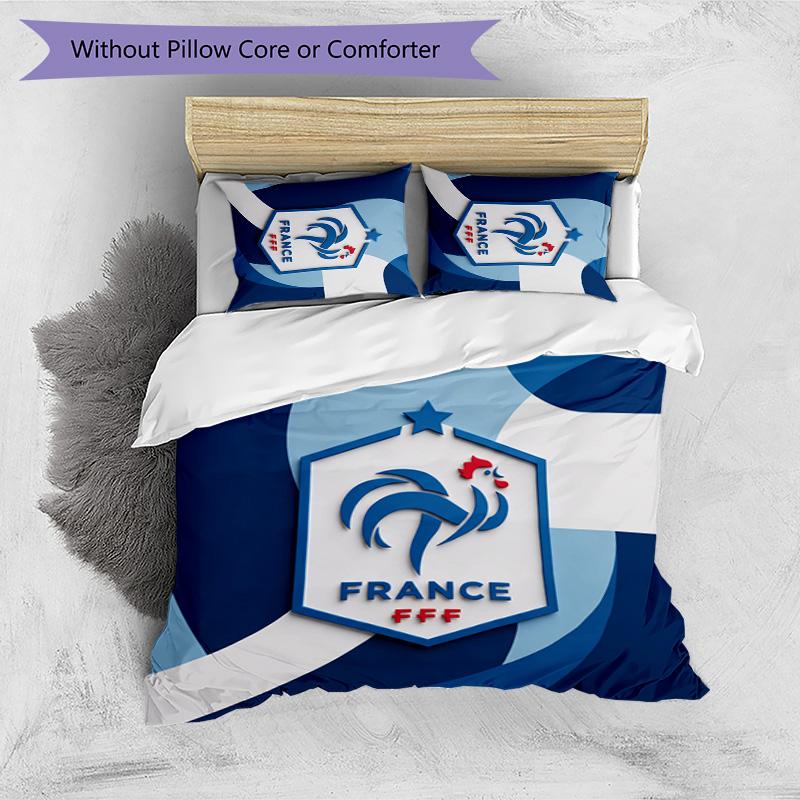 France Football Printed Bedding 3 Piece Set Cozy Breathable Bed Cover Set as Housewarming Holiday Gift