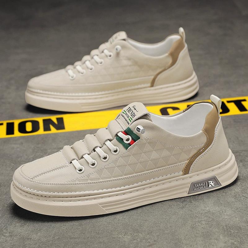 Spring Men's White Shoes, Breathable Board Shoes, Casual Sports, Student Trendy Shoes, White Versatile Leather Shoes, Men's Shoes