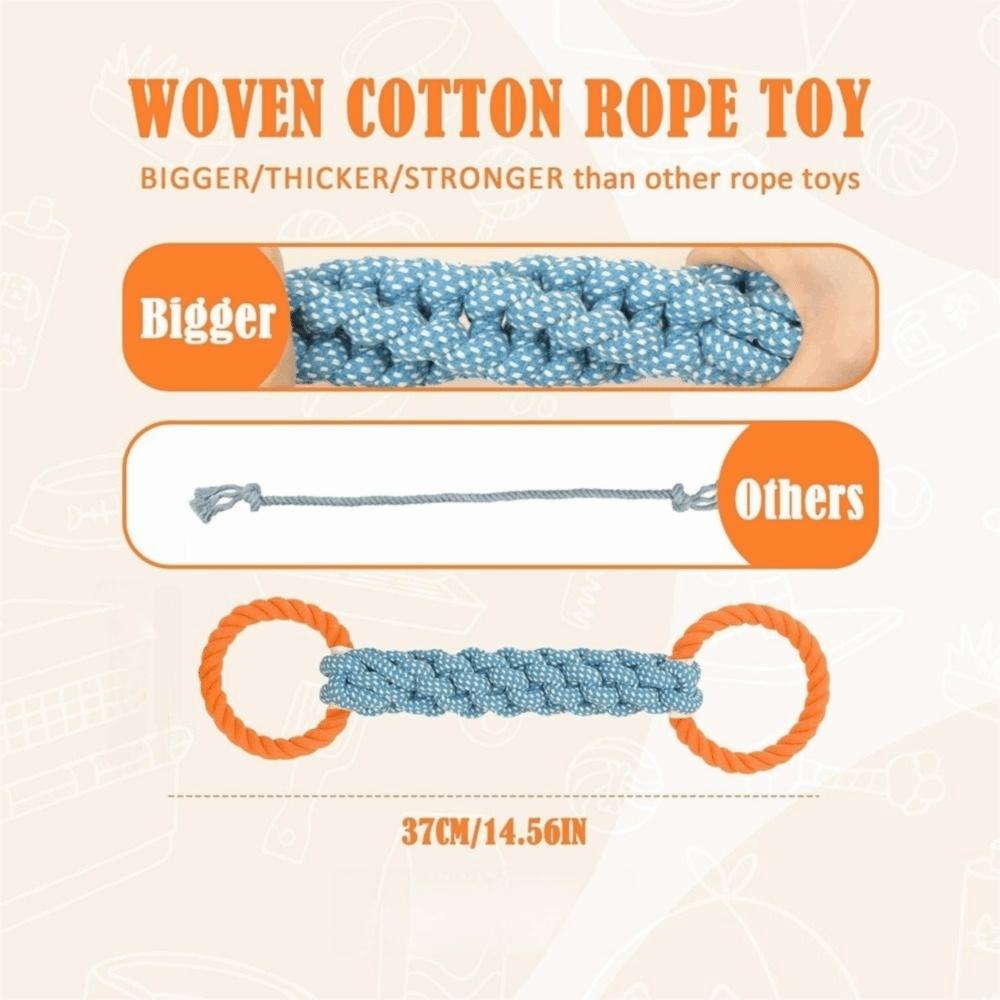 Bite-Resistant Double-Ring Dog Rope Toy Teeth Cleaning Chew Toy Medium Large Dog Breeds