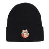 Cat Fruit Print Knitted Hat Beanie, Man Cap Elastic Candy Color Trendy Pompom Beanies Knit Cap Beanie