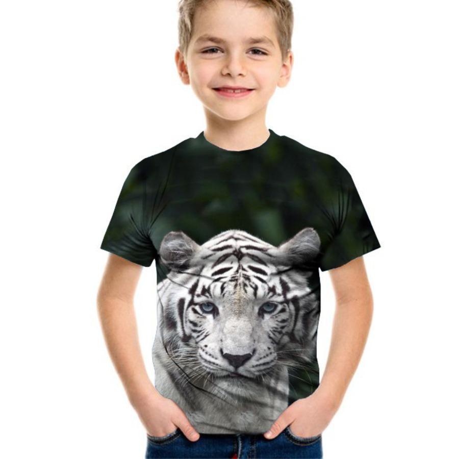 Summer Loose 3D T Shirt Funny Animal Children Tee Wolf Tiger Shirts Casual Short Sleeve Cartoon Kids Top Boys Girls