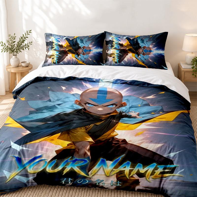 Avatar The Last Airbender Custom Name 3pc set Perfect for bedroom use Comfortable bedding set includes a duvet cover and two pillowcases Ideal birthda