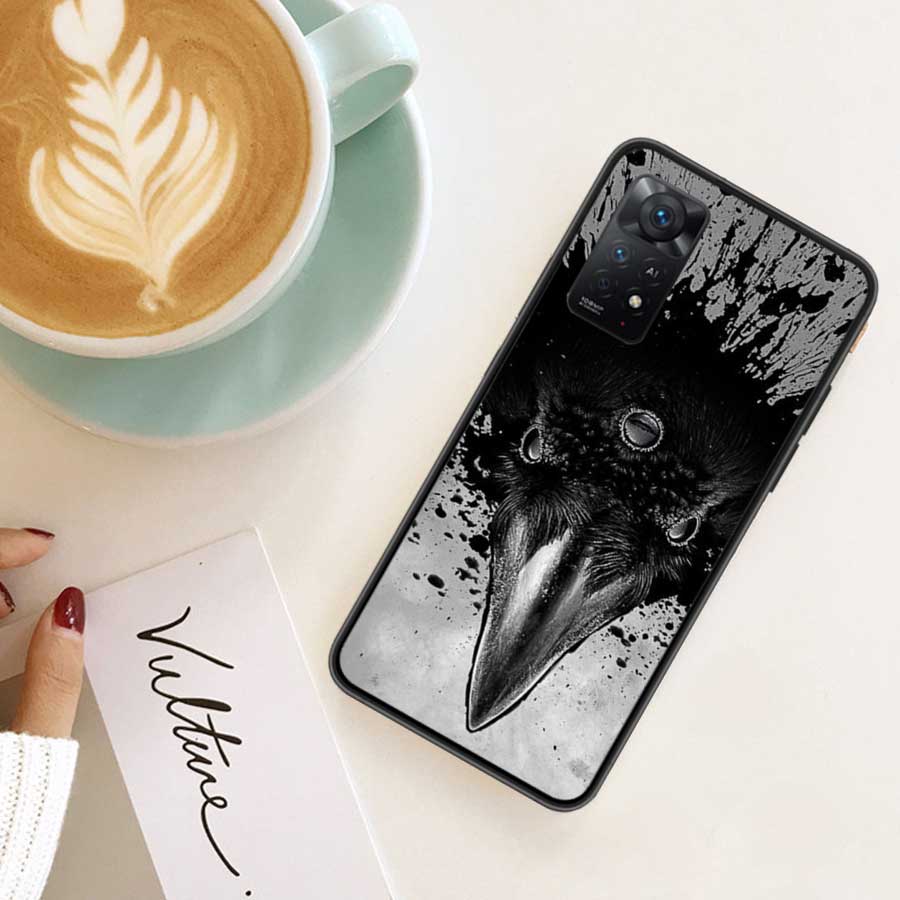 Чехол для телефона с рисунком черепа ворона для Xiaomi Redmi Note 12 Plus 12S 11 11T Pro 5G 11E 11S 4G 10 10S 9 9S 9T 8 8T 7 6 5 Cover S
