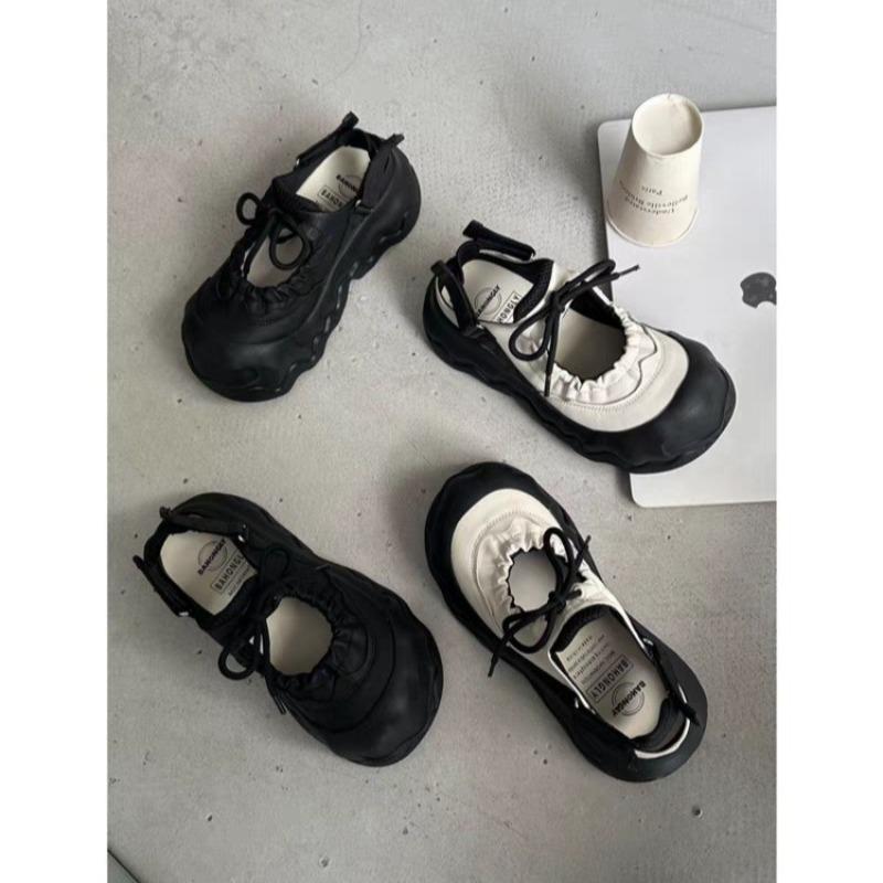 Весна новая большая голова хлеб туфли женские темно-абрикосовые волна толстая подошва модные повседневные улыбка одинарные туфли