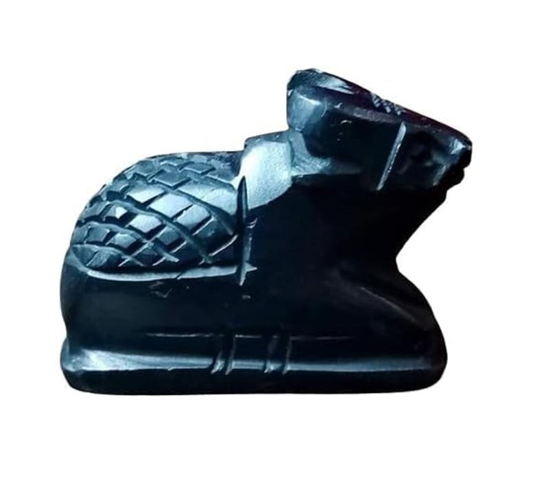 TreegoArt Black Marble Nandi Idol, Handcrafted Matt Finish Shiva's Cow Statue for Home Pooja and Temple - Pack of 1