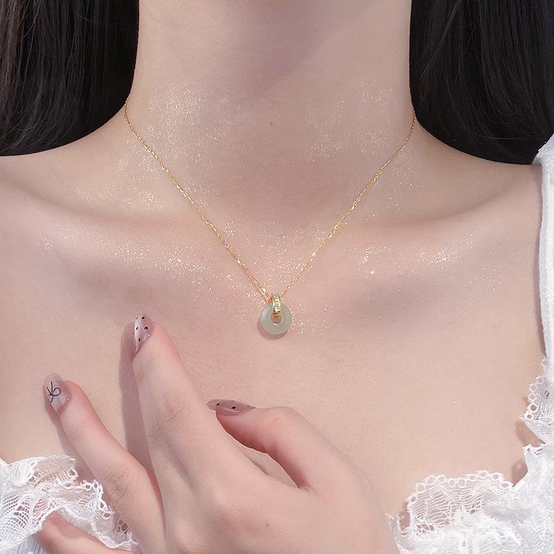 Новое китайское ожерелье с застежкой-замком из нефрита Хотан, женское ожерелье в национальном стиле для пожилых людей