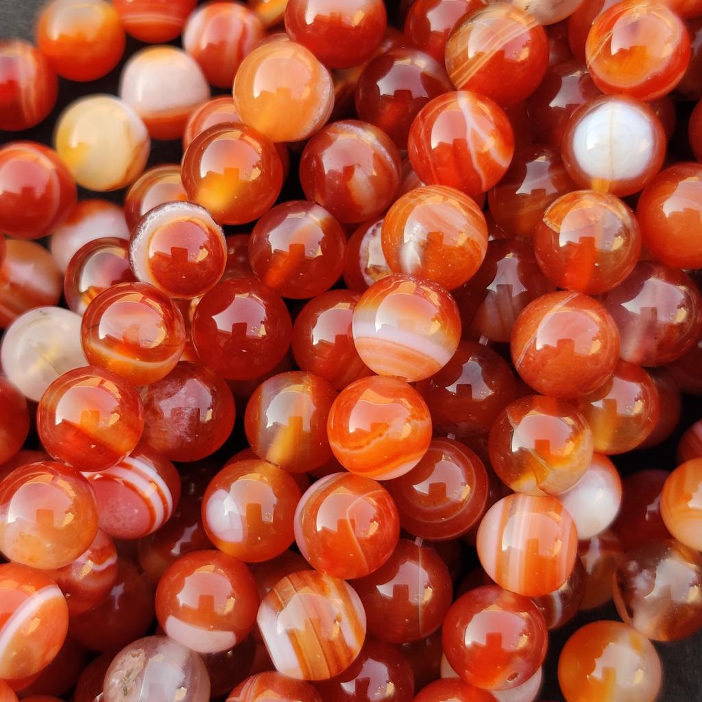 Агат с красной полосой, бусины в полоску, круглые свободные бусины из цветных драгоценных камней, размер 6 мм, 8 мм, 10 мм. Прядь 14–15 дюймов.