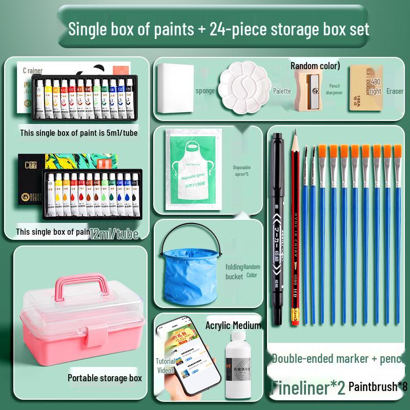 Набор акриловых красок: 24 цвета, водостойкие, устойчивые к выцветанию, идеально подходят для настенного творчества своими руками и детских проектов.