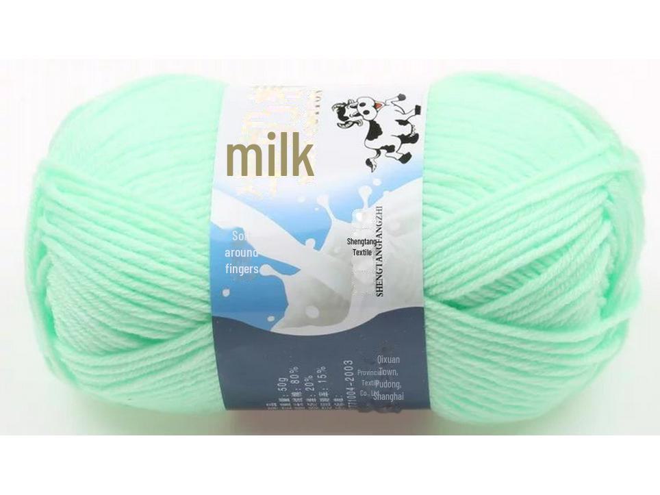 Комплект из 5 нитей детской шерстяной шапки и шарфа из молочной хлопковой пряжи средней толщины, ручная работа