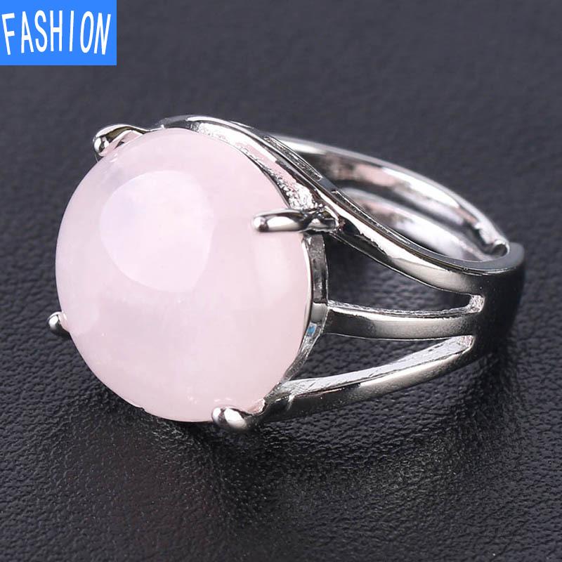 Кольцо с натуральным кристаллом, коготь, натуральный кристалл, выдолбленный, выпуклый, круглый, драгоценный камень, вечеринка