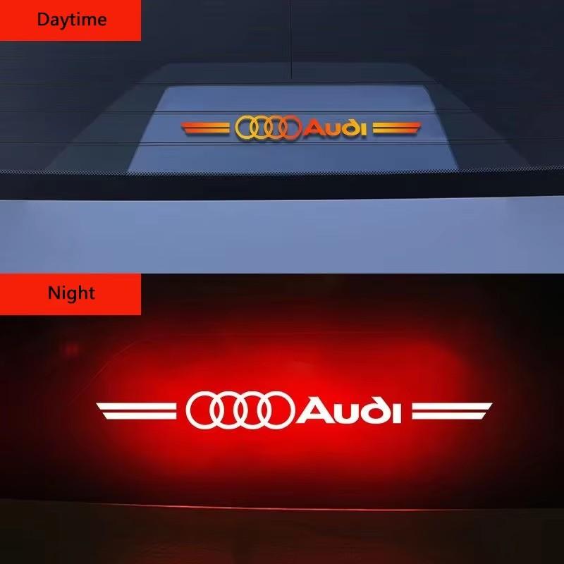 PVC Car Logo Brake Light Projection Warning Lights Board Sticker Emblem Accessories For dgrb6 Quattro Sport RS S-line A3 A4 A6