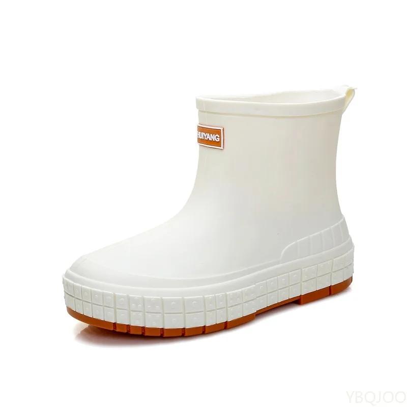 Женская новая дождевая обувь Модная противоскользящая резиновая обувь Легкие водонепроницаемые резиновые сапоги Однотонные женские рабочие ботинки Zapatos