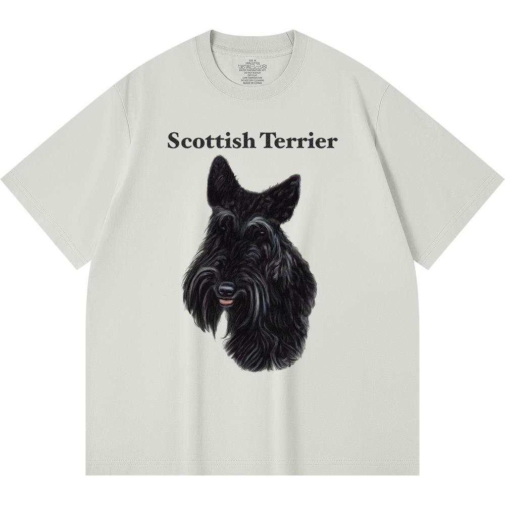 Футболка из 100% хлопка плотностью 230 г/м2 с принтом шотландского терьера, забавная футболка из чесаного хлопка в стиле Харадзюку
