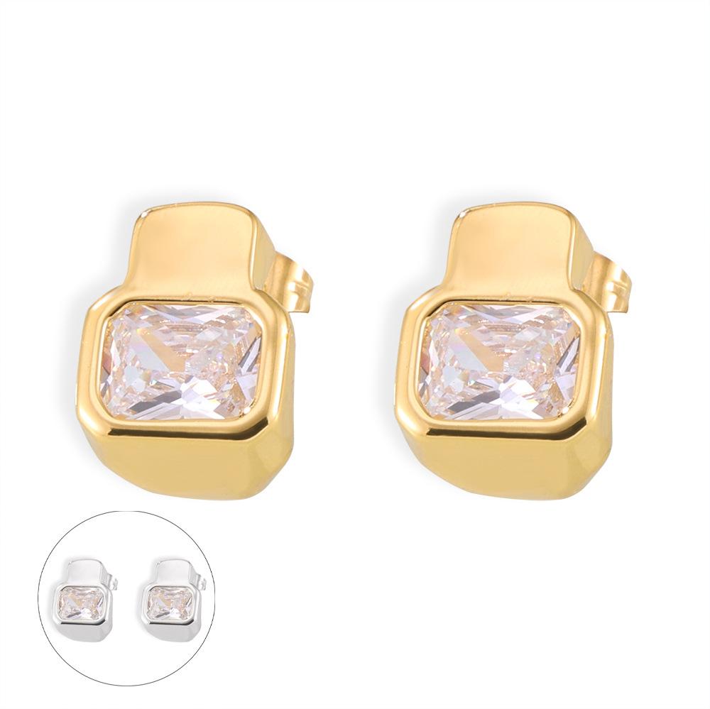 Серьги с бриллиантами Niche Design, простые и универсальные, модные, легкие, роскошные, медные серьги, геометрическое покрытие, 18-каратное золото
