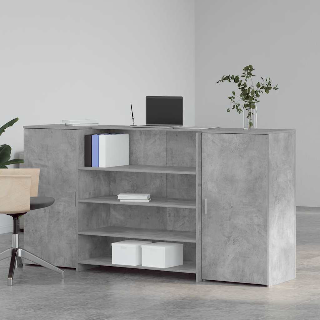 Biurko Recepcyjne Betonowe Szare 200X50X103,5 Cm Drewno Klejone