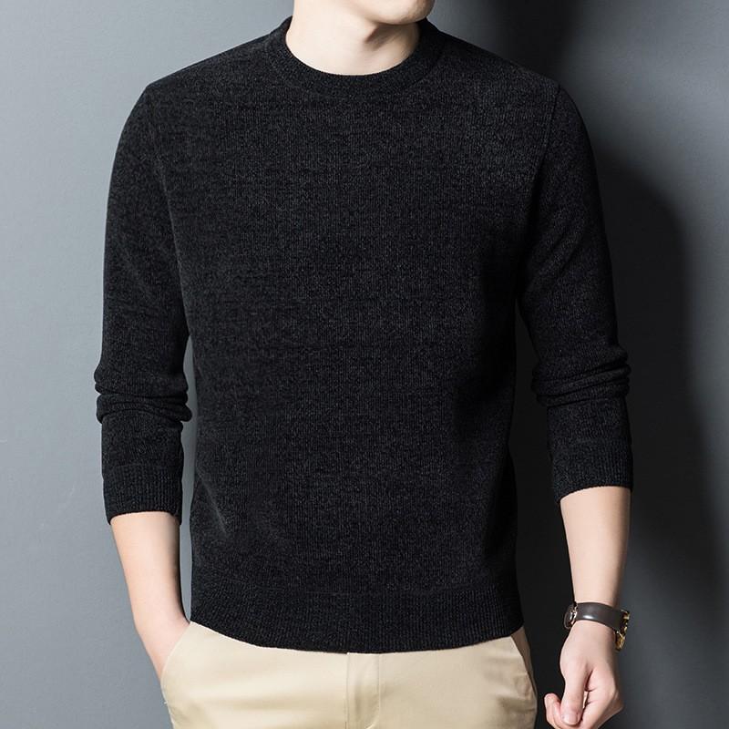 Sweater Fleece-lined Sweater Men's Winter Keep Warm Pure Color Half Turtleneck Base Sweater
