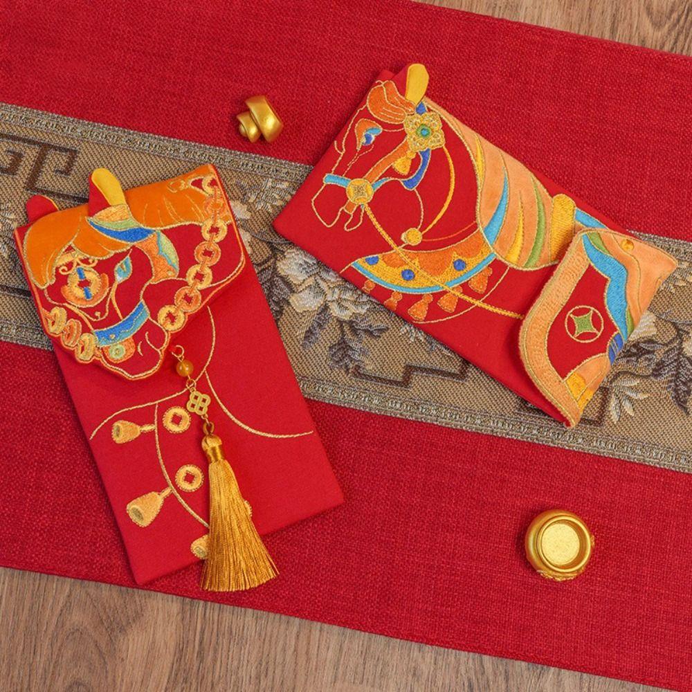 Traditional Thickened Money Envelopes Cartoon Horse Hongbao Red Envelopes  New Year Celebration