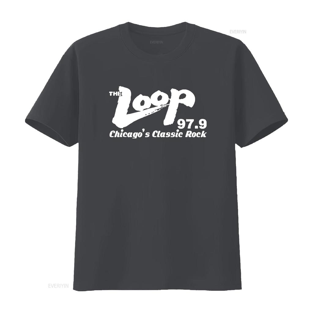 Mens Wlup The Loop Chicago s Classic Rock T Shirt Black Large vintage Washed Soft homme fashion designer clothes Unisex