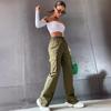 Large Pocket Casual Work Pants for Women Street High Waist Straight Wide-leg Casual Pants