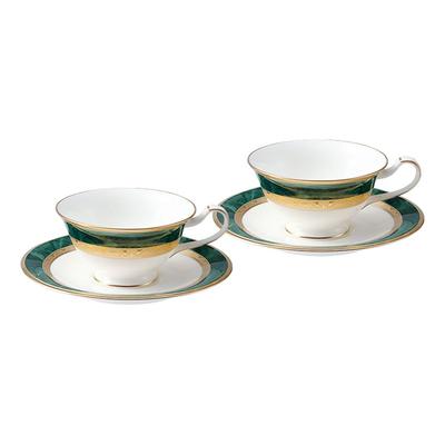 Noritake Cup Saucer 220cc Fitzgerald 2 Customers Green Bone China & (Парный набор) (Кофе чай) Y6988/4712