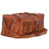 Men's Vintage Genuine Travel Luggage Duffel Gym Bags Brown Goat Leather
