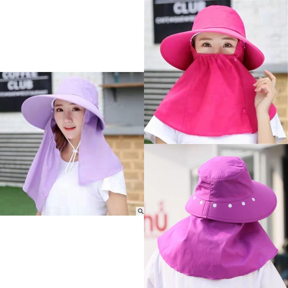 Summer Wide Brim Sun Hat For Women With Neck Coverage In Light Pink Cotton For Outdoor Work