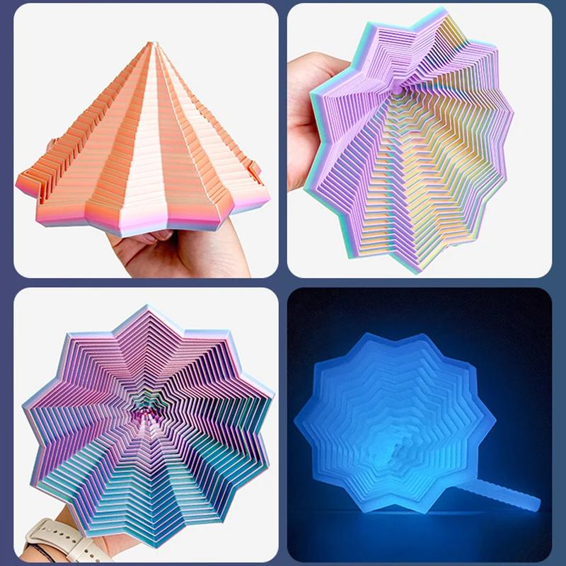 8,5 см 3D-печатная звезда для снятия стресса, оптическая иллюзия, складная игрушка-головоломка, многоугольная башня-редиска, спиральная настольная игрушка