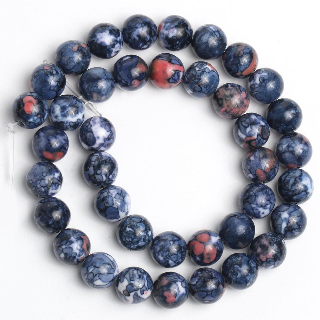 1 нить/пакет 6/8/10 мм натуральный дождь цветок яшма каменная бусина разноцветные круглые свободные бусины для ювелирных изделий DIY серьги изготовление браслетов аксессуары