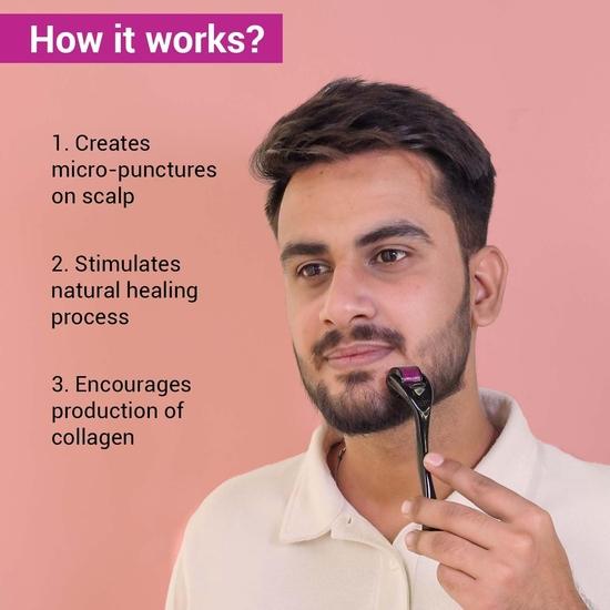 Sotrue Derma Roller для роста волос 0,5 мм с 540 иглами из нержавеющей стали | Уменьшает шрамы от угревой сыпи | Безопасен и эффективен в использовании