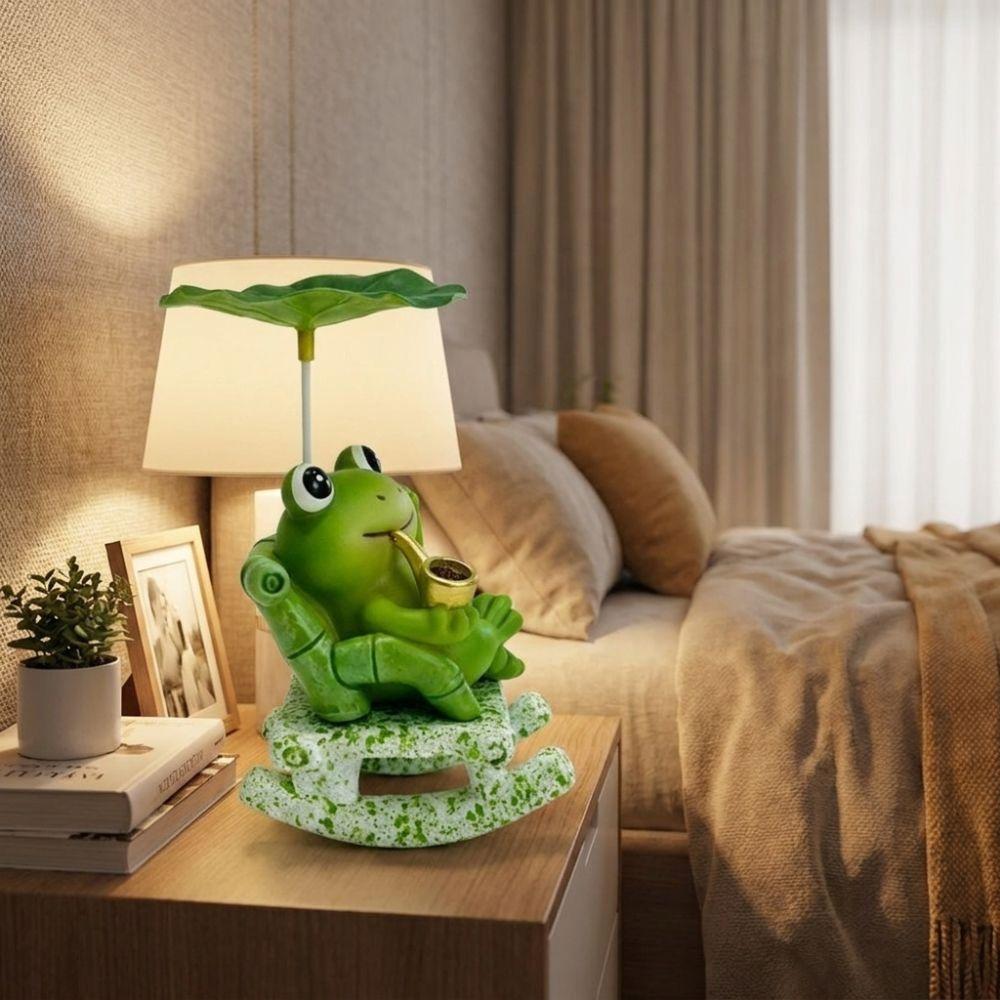 Cute Cartoon Frog Rocking Chair Ornament Resin Bobble Chair Decor Decorative Desk Ornament Bedroom