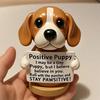 Emotional Support Puppy Statue Positive Dog Ornament Puppy Figurine with Motivational Message Inspirational Gift for Companion Coworkers