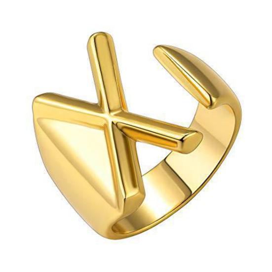 Кольцо с алфавитом, 26 английских букв, кольцо с регулируемым отверстием, золотое, полированное, легкое, из сплава, ювелирное украшение на палец для вечеринок и повседневного ношения
