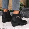 Fashion Block Heel Booties Women's Fashion 2025 Pointed Toe Side Pull Soft Sole Anti-slip Wear-resistant High Heel Boots
