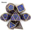 7 Pcs Blue Copper Standard Metal Dice Solid Metal Polyhedral Dice Set Suitable for Role-Playing RPG  Board Game Card Game