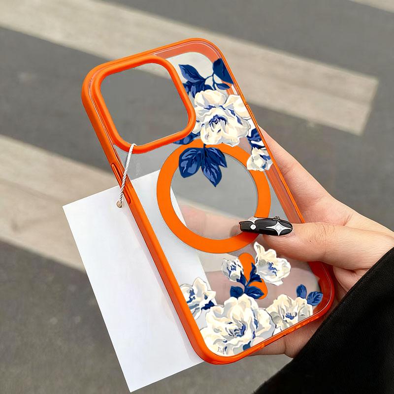 Для iPhone 17 16 15 14 13 12 Pro Max 15 16 Plus 17 Air 11 Ночной Белый Розовый Узор Макарон Магнитный Прозрачный Чехол-Накладка для Телефона