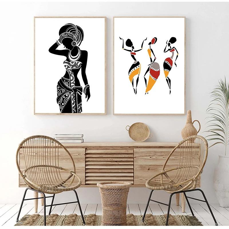 Beautiful Black Woman Canvas Art Print Poster, African Woman Art Canvas Painting Wall Pictures Home Decor