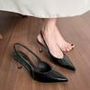 French Stylish Sexy Cat Heel Sandals With Patent Synthetic Leather For Summer Casual Wear