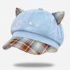 Cat Ear Beret Hat Warm Octagonal Hat Casual Baseball Cap  Daily Wear