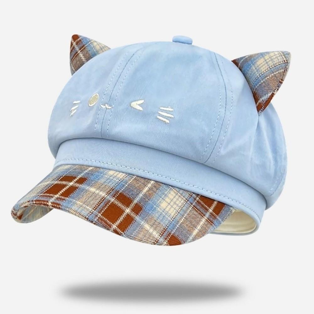 Cat Ear Beret Hat Warm Octagonal Hat Casual Baseball Cap Daily Wear