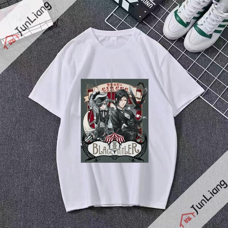 Японское аниме Черный дворецкий мультфильм комикс мужская футболка с коротким рукавом с круглым вырезом для стритвира мужскаяженская одежда