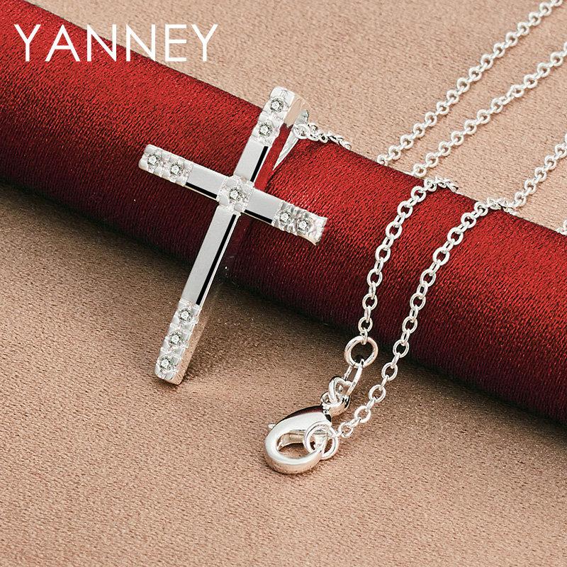 Elegant 925 Sterling Silver 16-30 Exquisite Butterfly Cross Pendant Women's Necklace Party Gift Accessories Wedding