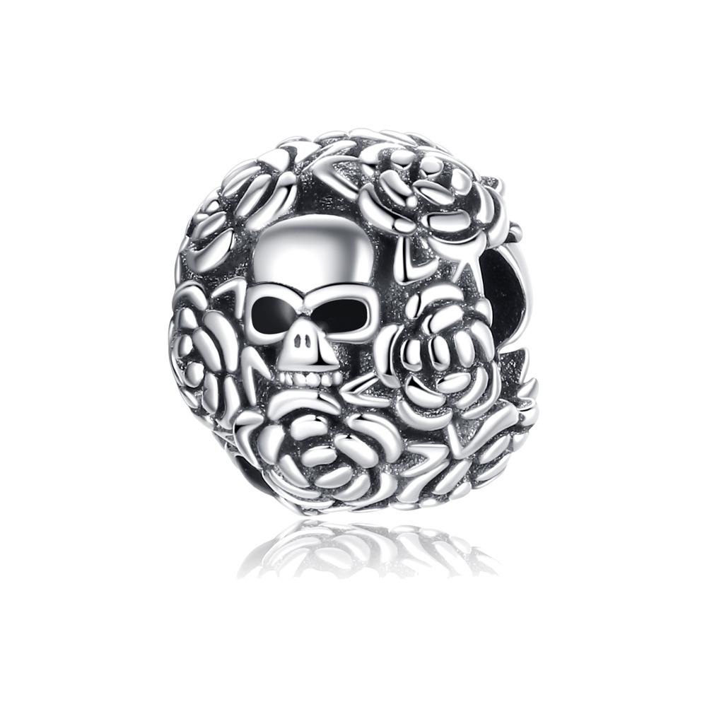 S925 Silver Halloween DIY Skull Pendant Jewelry Accessories Handmade Necklace Charm