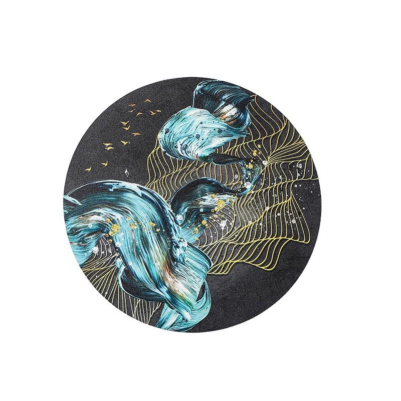 Round PVC Heat-Resistant Table Mat With Zen-Inspired Print New Chinese Style Dining Coaster Home Restaurant Use