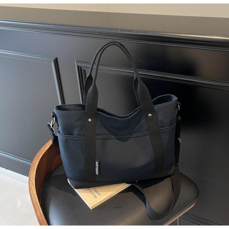 Canvas Bag Women's Large-capacity New Summer Versatile Messenger Bag Casual Portable College Student Tote Bag