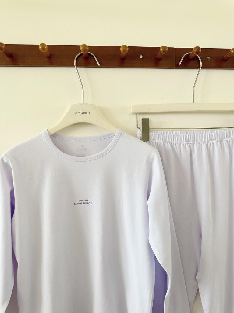 Осенняя пижама для подростка и ребенка постарше - Однотонная, Унисекс, Мягкая лайкра, Хлопок из Синьцзяна, Удобная и приятная для кожи