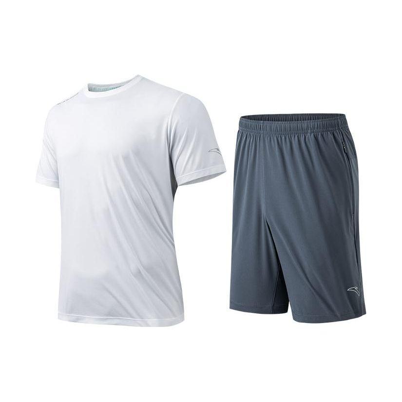 Anta Logo Print Round Neck Short Sleeve Shorts Casual Sports Set Men Sets White 952325202-2