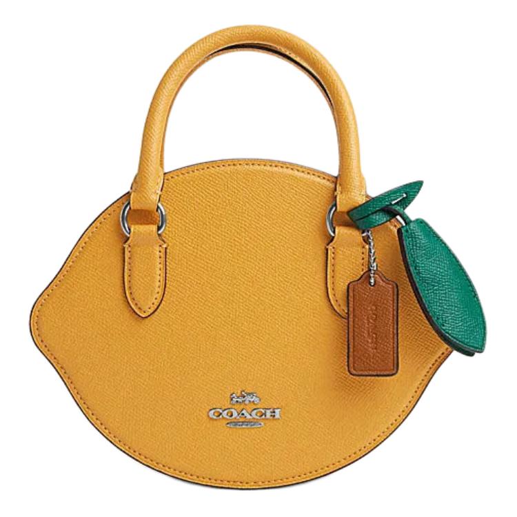 Coach Lemon 21 Logo Zip Closure Leather Crossbody Bag Unisex crossbody bag Honeycomb CR251-SVRGJ