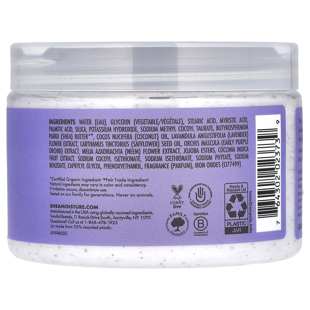 SheaMoisture Calming Cream Body Scrub, Lavender, 320g (11.3oz)