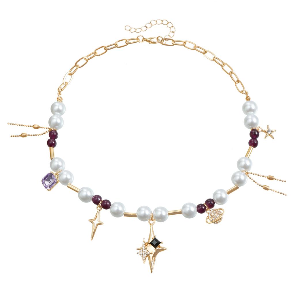 Jewelry Pearl Natural Stone Metal Tube Splicing Necklace Butterfly Love Shell Personalized Creative Items