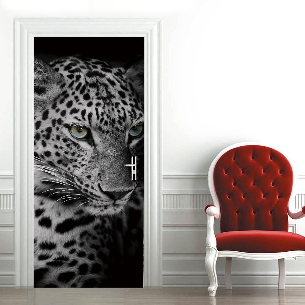 Стикер на дверь с изображением слона, ПВХ, клейкие водостойкие обои для дверей гостиной, спальни, плакат, домашний декор, deursticker